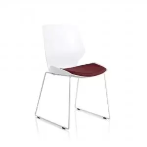 Florence Sled White Frame Bespoke Ginseng Chilli Fabric Visitor Chair