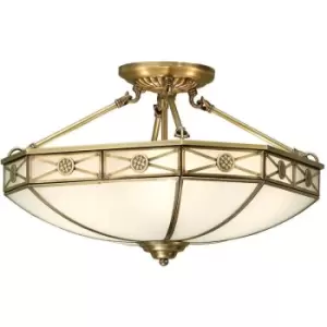 Interiors 190004P50 - 4 Light Semi Flush Ceiling Light Antique Brass, Frosted Glass, E27