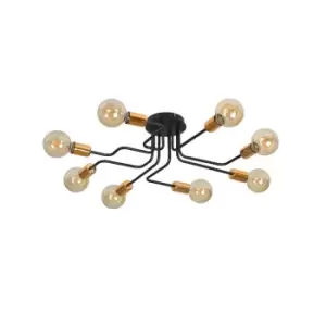 Emibig Harmony Black/Copper Multi Arm Semi Flush Ceiling light 8x E27