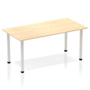 Impulse Straight Table 1600 Maple Post Leg Silver