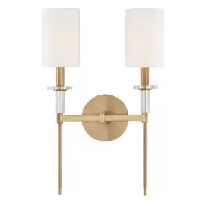 Amherst 2 Light Wall Sconce Brass, Faux Silk