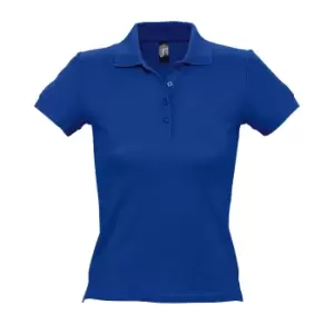 SOLS Womens/Ladies People Pique Short Sleeve Cotton Polo Shirt (M) (Royal Blue)