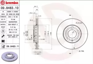 BREMBO Brake disc Internally Vented 09.8483.11 Brake rotor,Brake discs VW,SKODA,POLO (9N_),Fox Schragheck (5Z1, 5Z3, 5Z4),POLO PLAYA