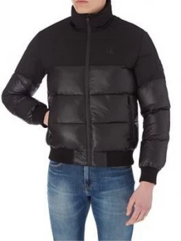 Calvin Klein Jeans Matte and Shine Padded Jacket - Black, Size XS, Men