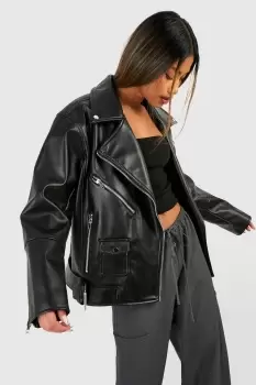 Oversized Belted Biker Jacket