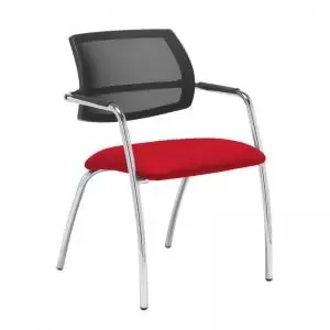 Tuba chrome 4 leg frame conference chair with half mesh back - Belize