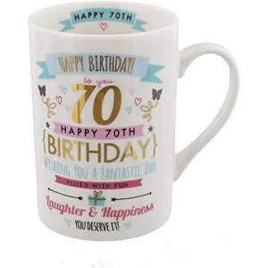 Signography Pink & Gold 70th Birthday Mug