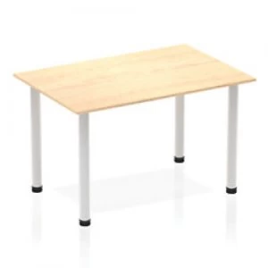 Impulse Straight Table 1200 Maple Post Leg Silver