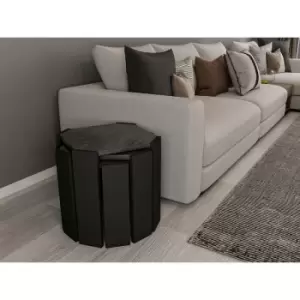 Lori 3 Pieces Nesting Table Coffee Tables Black Marble Effecte Black - Decorotika