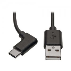 Tripp Lite USB Type-A to Type-C Cable M/M Right-Angle USB-C 2.0 Thunderbolt 3 Compatible 0.91 m