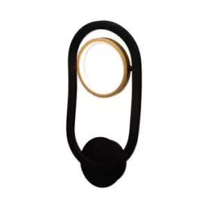 Geneseo Wall Lamp, 1 Ring, 8W LED, 3200K, 440lm, Satin Black, Gold