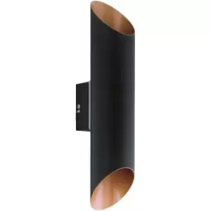 Loops - IP44 Outdoor Wall Light Black & Copper Modern Up Down Lamp 3.7W Built in led