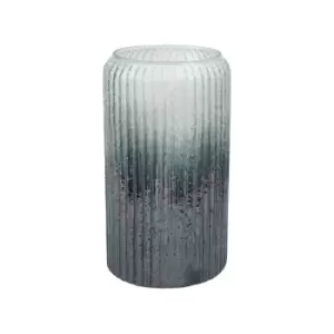 Ivyline Verre Frosted Ribbed Glass Atlantic Blue Vase H25.5cm W14.5cm