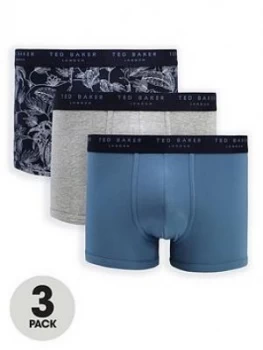 Ted Baker 3 Pack Leaf Print And Solid Trunks - Multi Size M Men