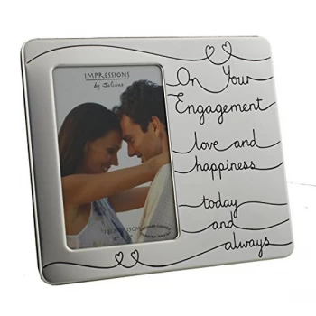 4" x 6" - Engagement Satin Silver Plated Photo Frame