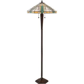 Interiors Lloyd - 3 Light Floor Lamp Tiffany Glass, Deep Antique Patina, E27