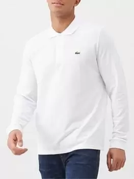 Lacoste Sportswear Classic Long Sleeve Pique Polo Shirt - White, Size 5, Men