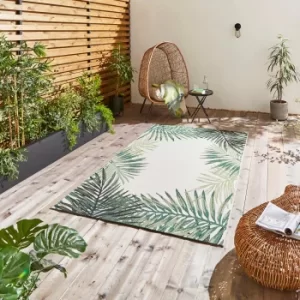 Miami Leaf Edge Indoor Outdoor Rug Green/White