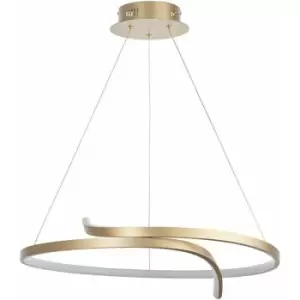 Led Ceiling Pendant Light 32W Warm White Brushed Gold Loop Feature Strip Lamp