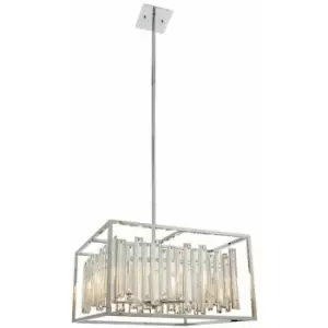 Loops - Hanging Ceiling Pendant Light Chrome & Crystal Gorgeous Modern Large Box Shade