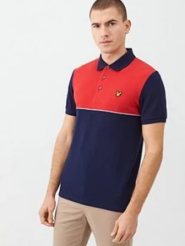 Lyle & Scott Yoke Stripe Polo Shirt - Red/Navy, Red/Navy, Size L, Men