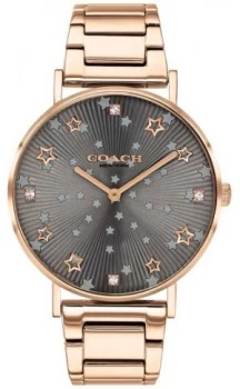 Coach Womens Perry Rose Gold PVD Bracelet Grey Star Watch