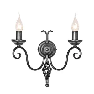 2 Light Indoor Candle Wall Light Black with Shade