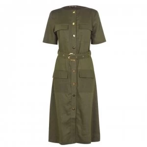 Biba Linen Safari Dress - Khaki