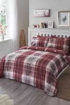 Winter Robin Check Brushed Cotton Duvet Set