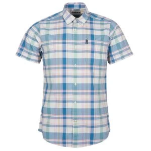 Barbour Mens Highland Check 55 S/S Shirt Pigment Blue Medium