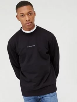 Calvin Klein Jeans Instit Chest Logo Sweatshirt - Black, Size L, Men