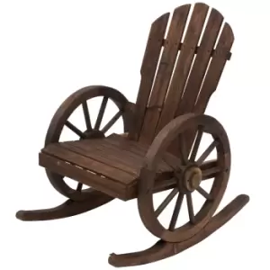 Outsunny Adirondack Rocking Chair Porch Poolside Garden Lounging - Brown