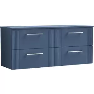 Deco Satin Blue 1200mm Wall Hung 4 Drawer Vanity Unit with Worktop - DPF393W2 - Satin Blue - Nuie