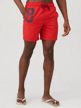 Superdry Waterpolo Swim Shorts - Red, Size 2XL, Men