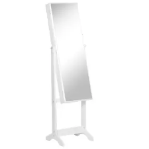 Homcom Freestanding Jewellery Cabinet Mirror Lockable Organiser White