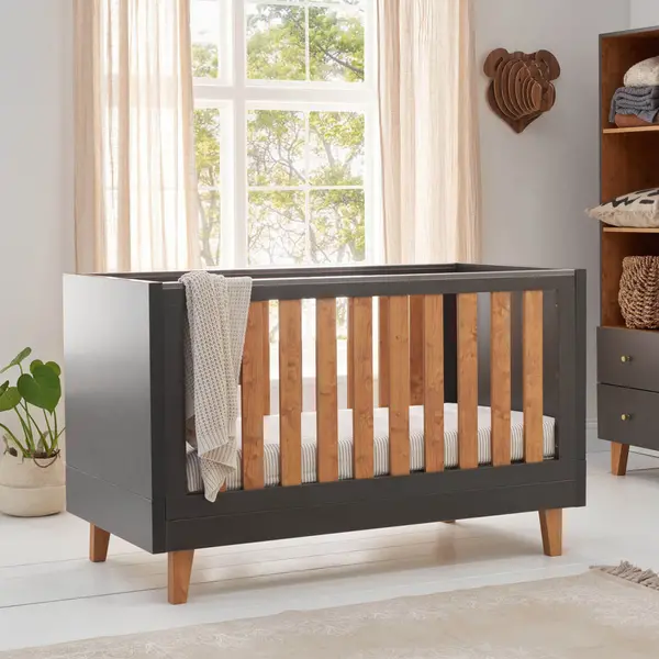 Tutti Bambini Como Cot Bed - Slate Grey / Rosewood