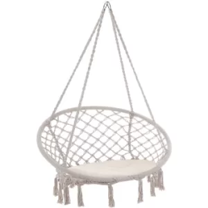 Hanging Swing Chair Hammock Garden Camping 150kg Basket Outdoor Patio Relaxing Beige