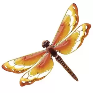 Garden Gear Metal/Glass Dragonfly Wall Art - Yellow/Orange