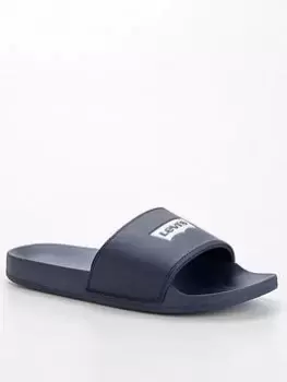 Levis June Batwing Logo Sliders - Navy, Size 8, Men