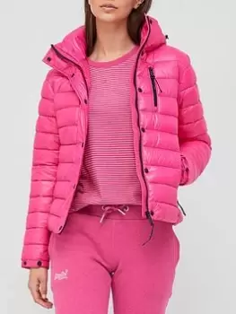 Superdry High Shine Fuji 2.0 Padded Jacket - Pink, Size 12, Women