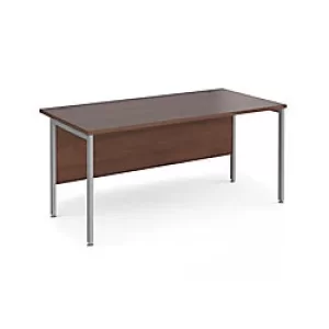 Rectangular Straight Desk Walnut Wood H-Frame Legs Silver Maestro 25 1600 x 800 x 725mm