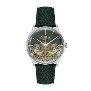 August Berg x Morris & Co Fennel Silver Strawberry Thief Green Perlon 30Mm Watch M1ST0530E19VGN7