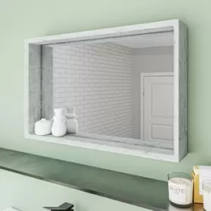 Rectangular Concrete Effect Bathroom Mirror 700 x 450mm - Arragon