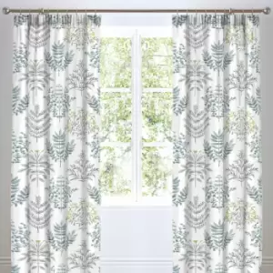 Emily Botanical Pencil Pleat Lined Curtains, Duck Egg, 66 x 72" - Dreams&drapes