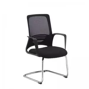 Toto Black mesh back visitors chair with Black fabric seat and chrome