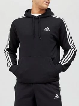 Adidas 3-Stripe Fleece Hoodie - Black