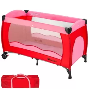 Tectake Travel Cot For Children 126X65X80cm With Carry Bag Pink