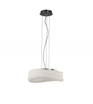 Ceiling Pendant 2 Light E27 Medium, Polished Chrome, Frosted White Glass