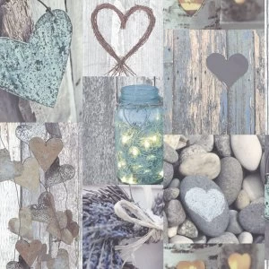 Arthouse Rustic Heart Wallpaper