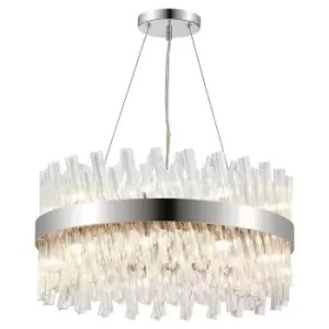 Luminosa Kalih 18 Light G9, Ceiling Pendant Round, Polished Nickel, Clear Item Weight: 16.81kg